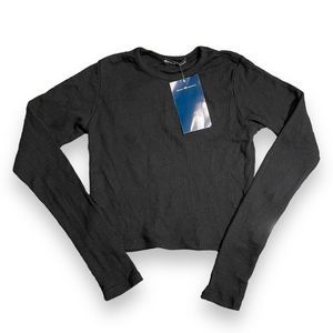 Brandy Melville Top Women's OS Tori Thermal Long Sleeve NWT Black 100% Cotton